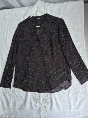 Hilary Radley Polka Dot Blouse Size M Black with white polka dots